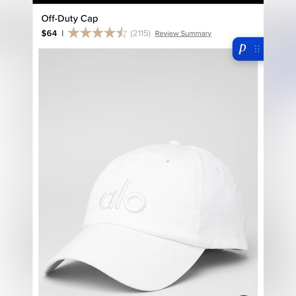 Off Duty Cap ALO Yoga Women's White Hat